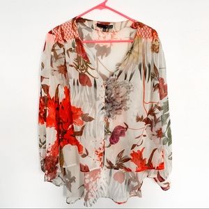 Oversized Hi-Lo Floral Blouse